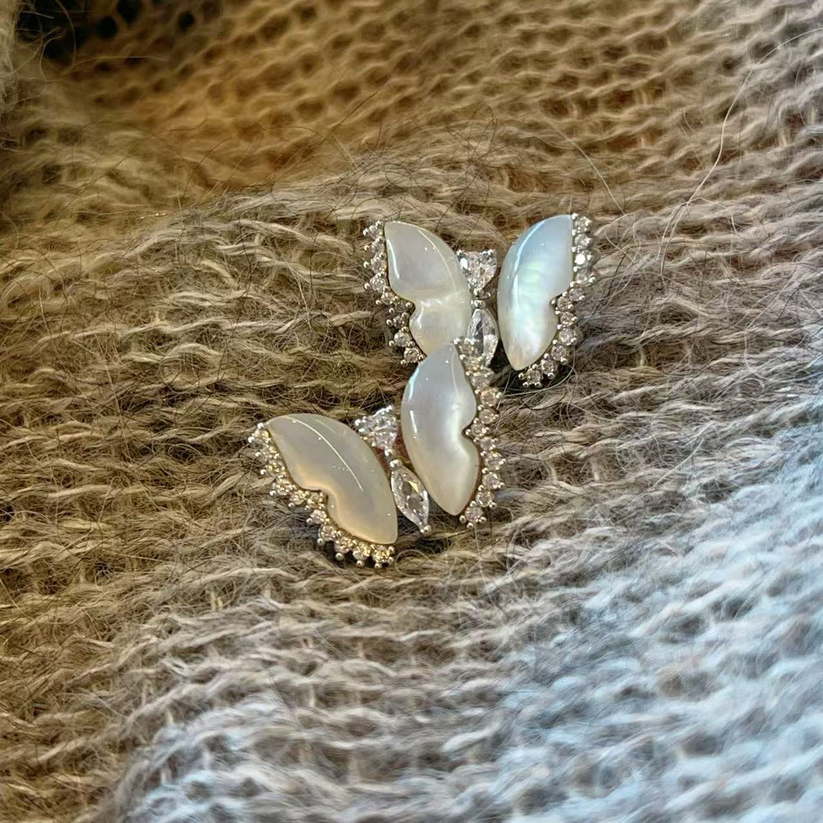 White Butterfly Necklace & Earrings