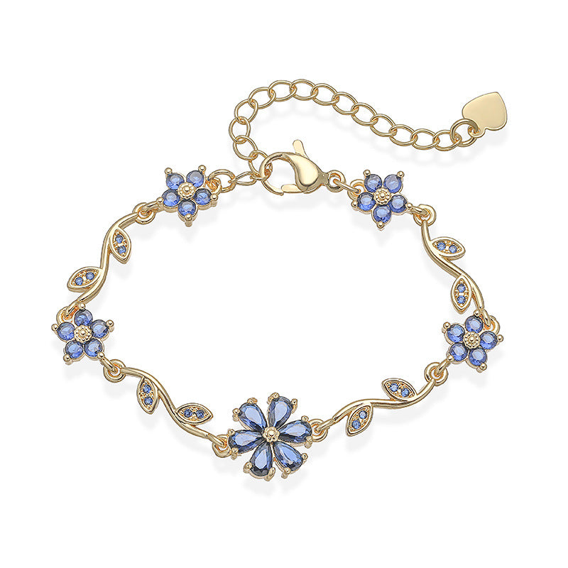 Zircon Floral Bracelet – Gold & Silver