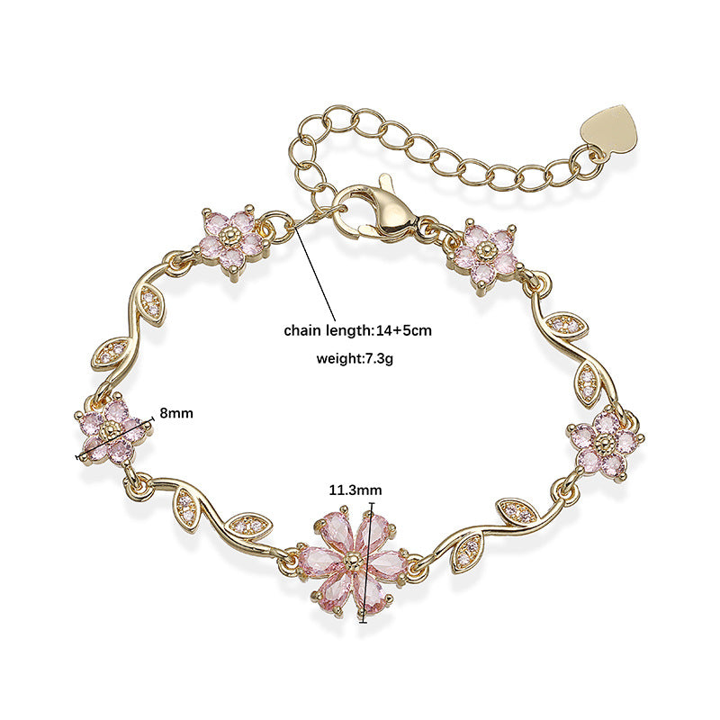 Zircon Floral Bracelet – Gold & Silver