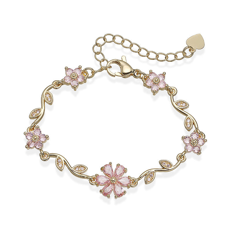 Zircon Floral Bracelet – Gold & Silver