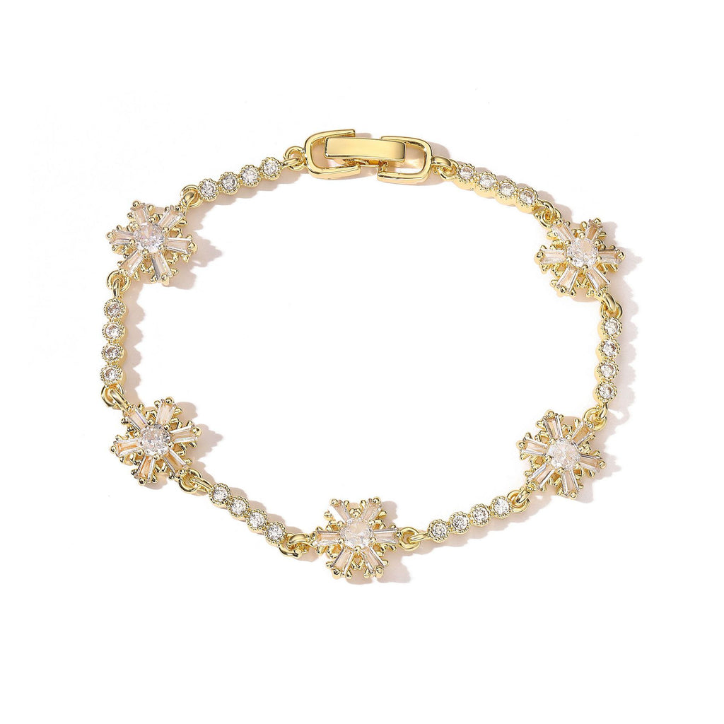 Gold & Silver Zircon Floral Bracelet – Multiple Styles