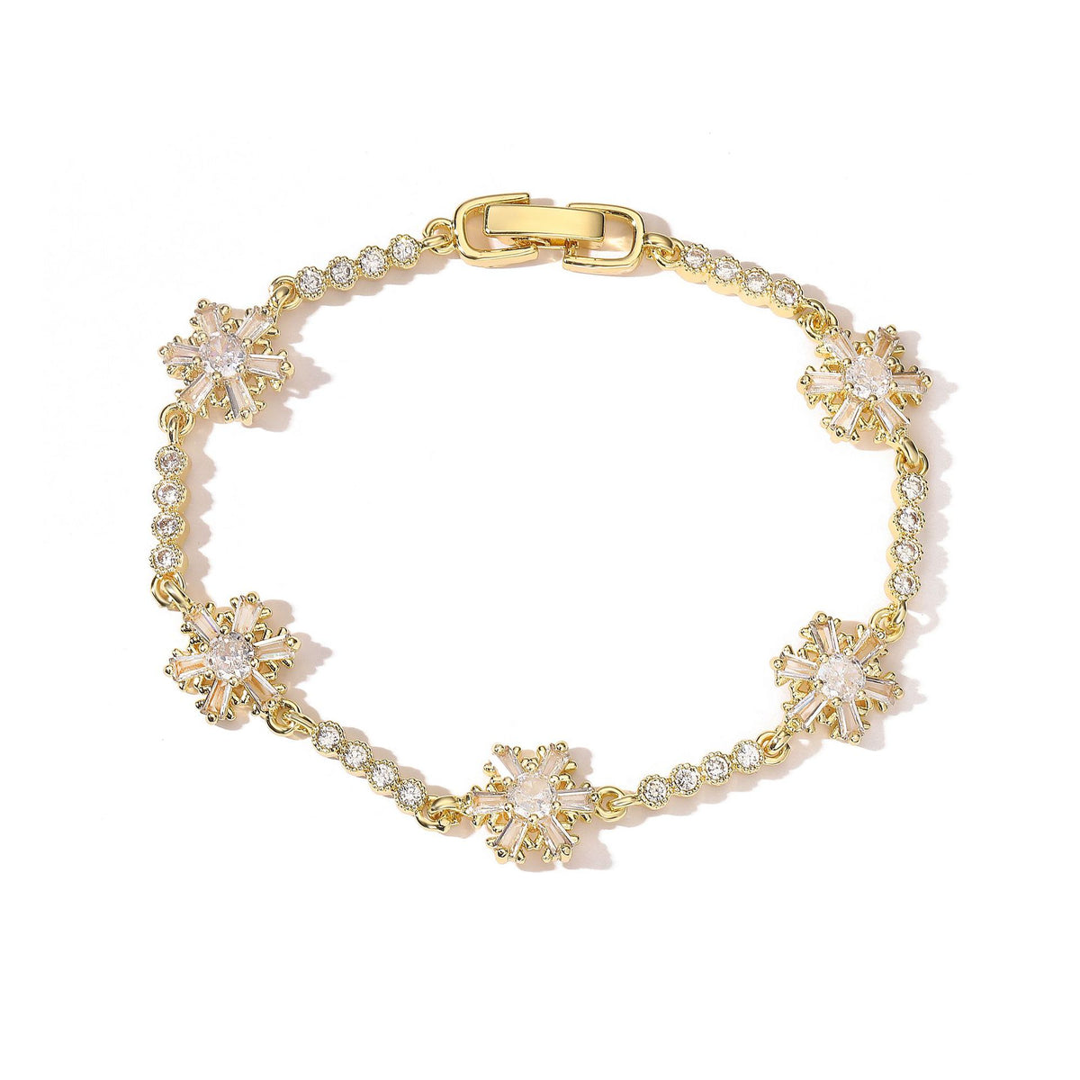 Gold & Silver Zircon Floral Bracelet – Multiple Styles